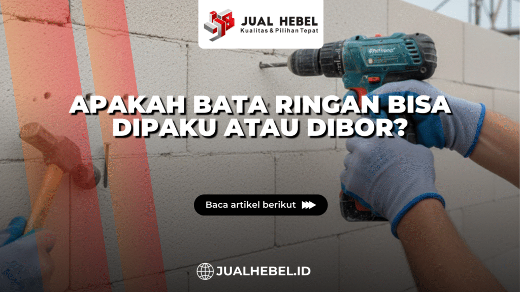 pekerja mengebor dan memasang paku pada dinding bata ringan saat proses pemasangan