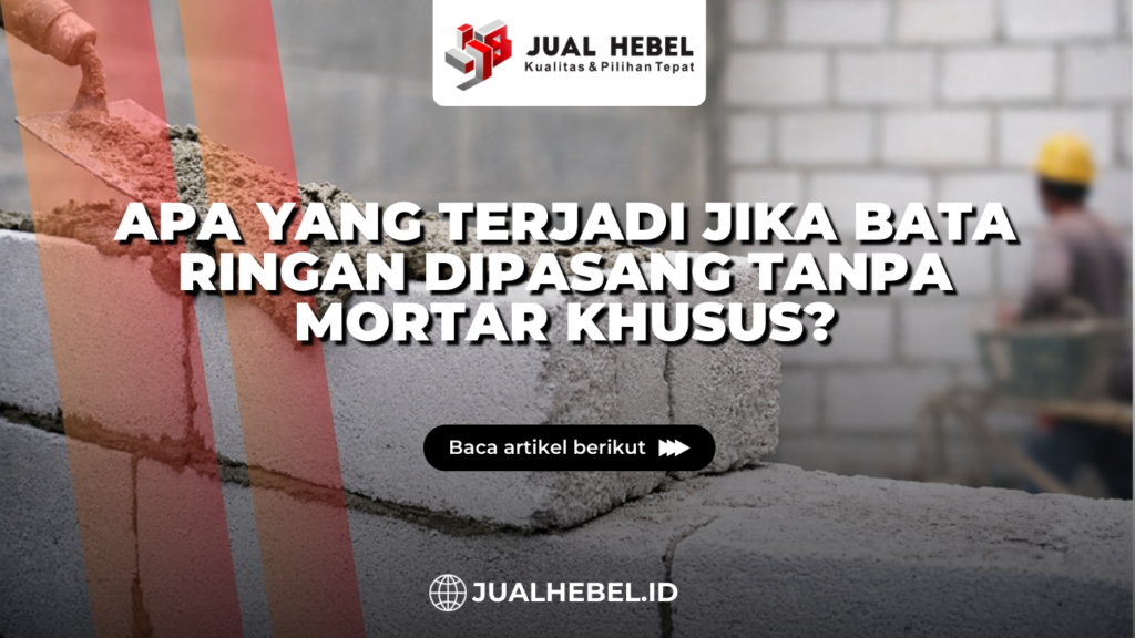 Proses pemasangan bata ringan menggunakan mortar pada dinding bangunan