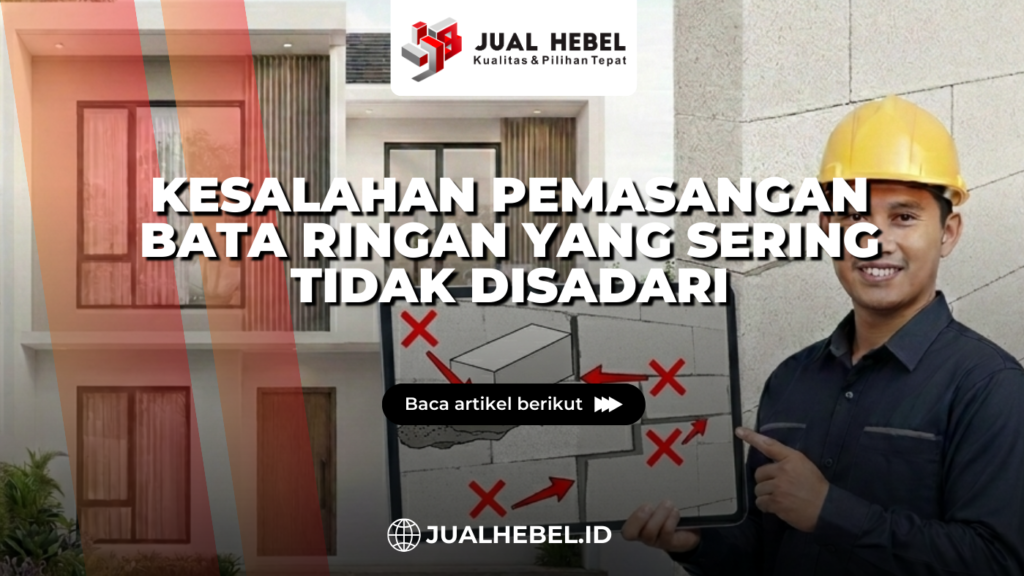 Kesalahan pemasangan bata ringan saat proses pembangunan dinding rumah yang menyebabkan susunan tidak rata